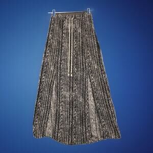 Mossimo Supply Co Womens M Skirt black/white dbl Slits Argyle Stripe Stretch